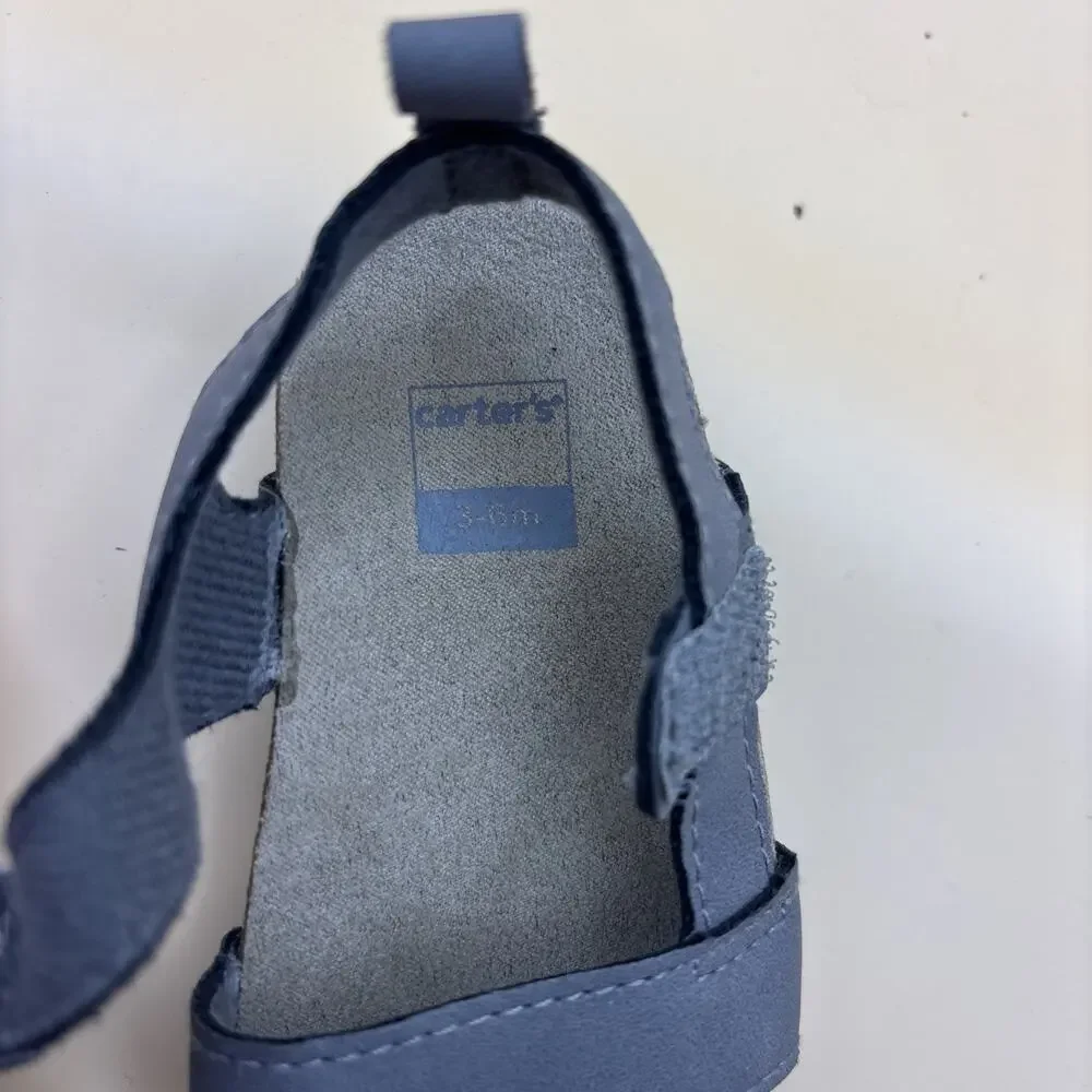 Baby Infant Carter's Blue Gray Upper and Cork Summer Sandals 0-3 mos Buckle